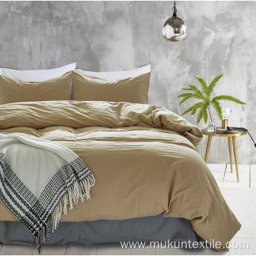 Solid american washed cotton bedding set